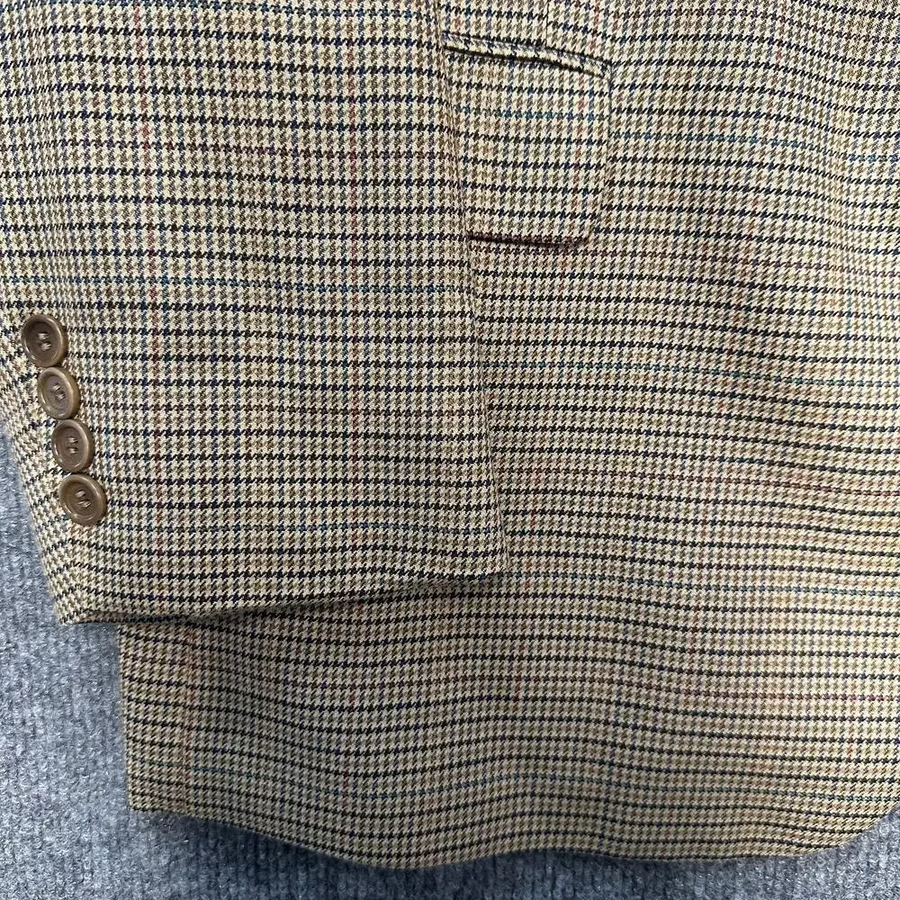 Tommy Hilfiger Mens Silk Wool Sport Coat Houndstooth Preppy Old Money Blazer 42L